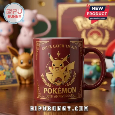 Pokemon 30th Anniversary Pikachu Red Coffee Mug