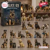 Front view of Police K9 Advent Calendar box alongside twenty-four dog figurines.
