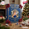 Front view of a blue Princess Diana 65th Anniversary Ornament Advent Calendar with surrounding holiday decorations.