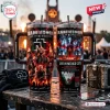 Two Stanley tumblers featuring Rammstein Live In Mexico City 2026 concert graphics set on a dark wooden table.