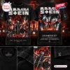 Front and back views of a black Rammstein Mexico City concert tour shirt with band members and stage pyrotechnics.