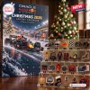 Front view of Oracle Red Bull Racing Christmas 2026 advent calendar with miniature racing charms.