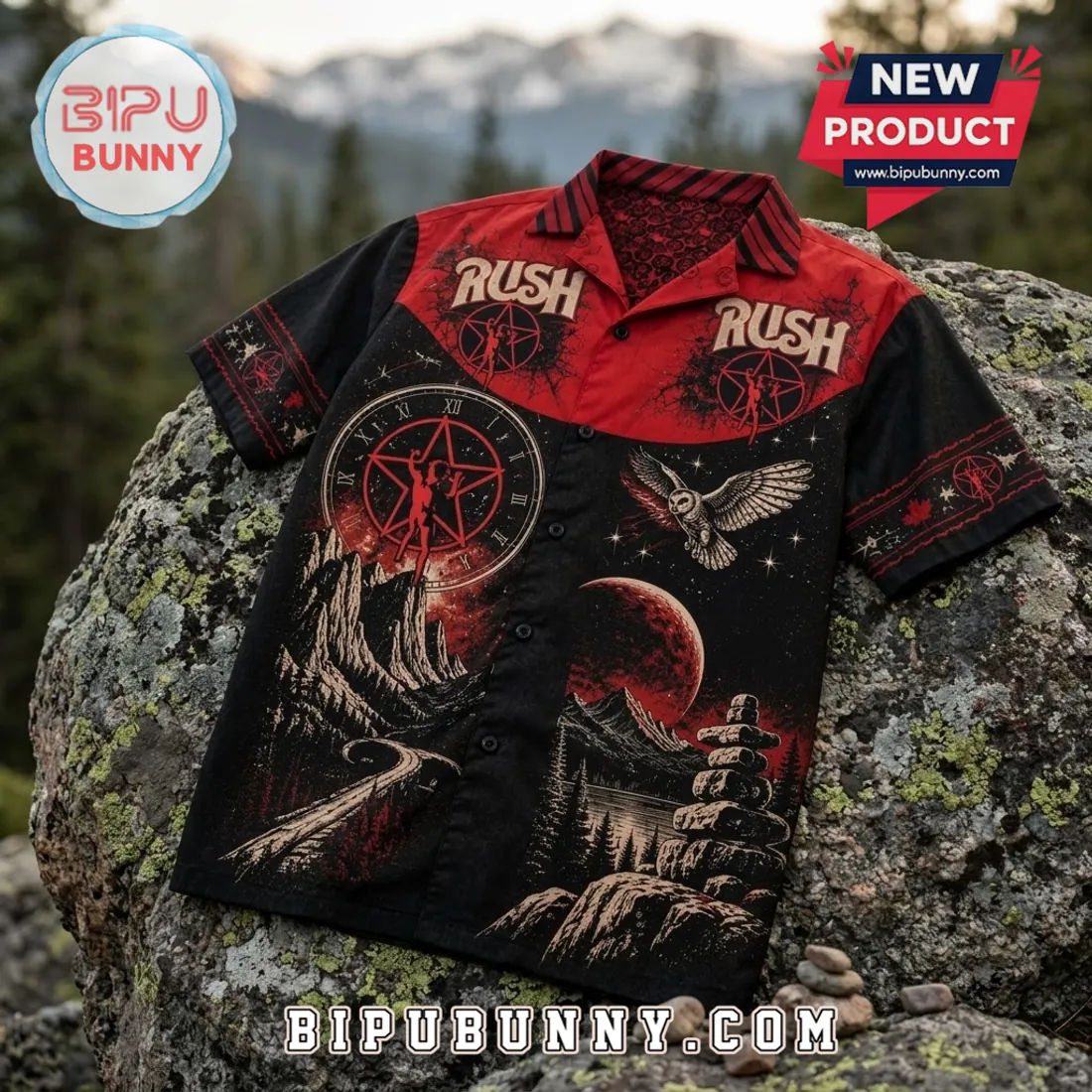 Rush Band Red Black Limited Edition Hawaiian Shirt Rush Band Red Black Limited Edition Hawaiian Shirt