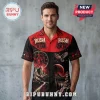 Rush Band Red Black Limited Edition Hawaiian Shirt featuring iconic Starman logo, clock graphics, and rock band imagery.