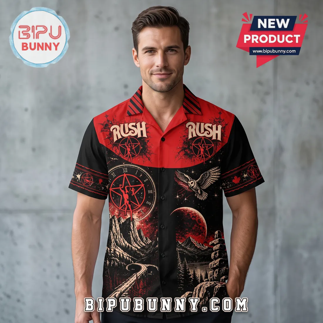 Rush Band Red Black Limited Edition Hawaiian Shirt Rush Band Red Black Limited Edition Hawaiian Shirt