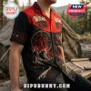 Rush Band Red Black Limited Edition Hawaiian Shirt featuring 2112 starman logo, clock face, and celestial mountain graphics.