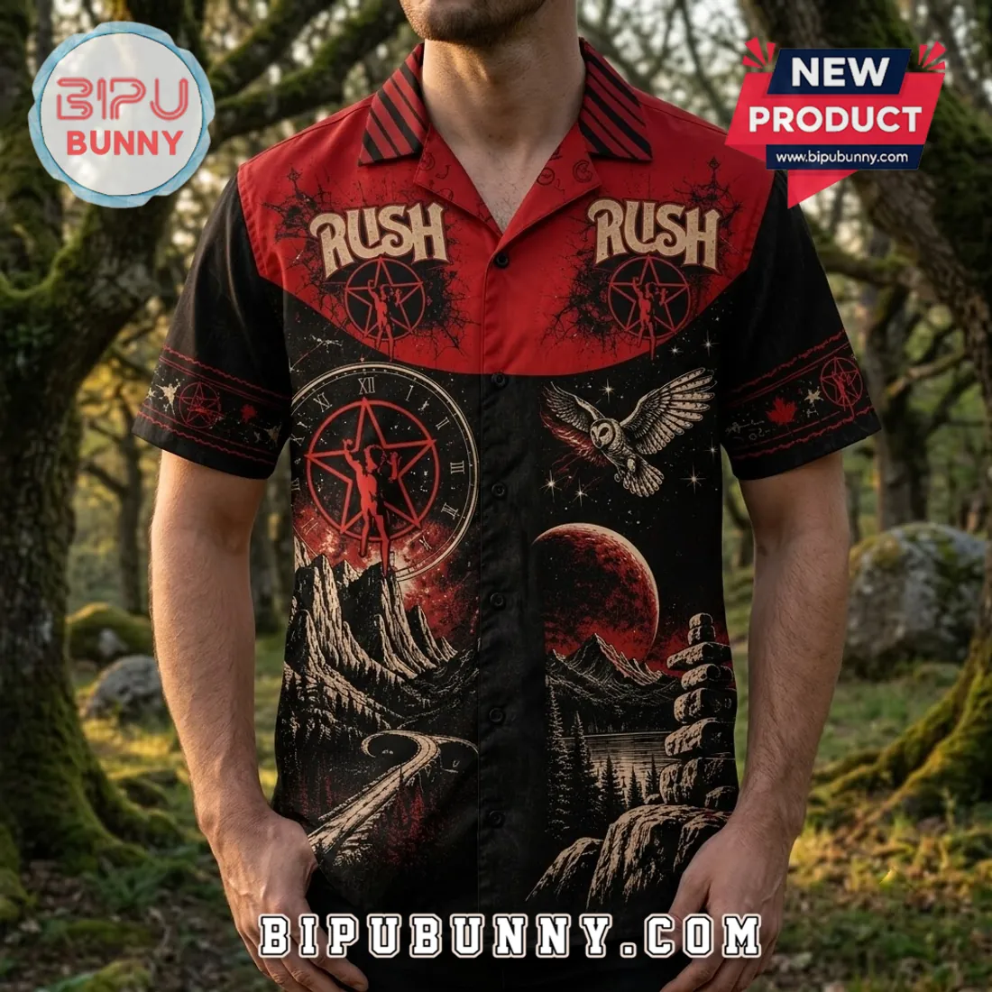 Rush Band Red Black Limited Edition Hawaiian Shirt Rush Band Red Black Limited Edition Hawaiian Shirt