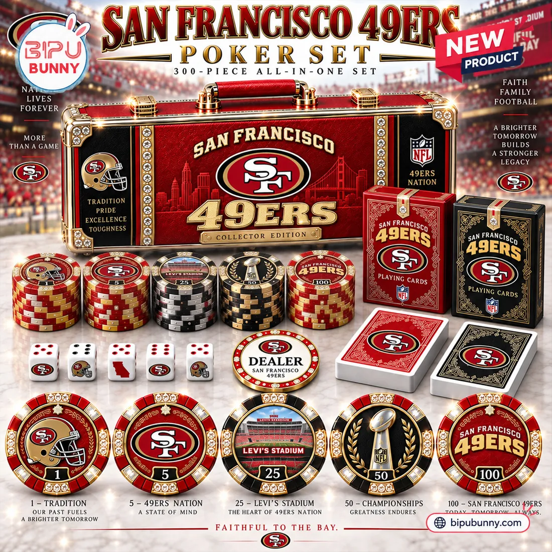San Francisco 49ers Deluxe Poker Set San Francisco 49ers Deluxe Poker Set