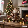 Front view of Santa In Different Eras Advent Calendar 2026 figurine holding a clock.