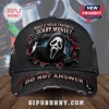 Scream Movie Ghostface Horror Distressed Black Baseball Cap features a hooded killer, knife graphic, and iconic movie text.
