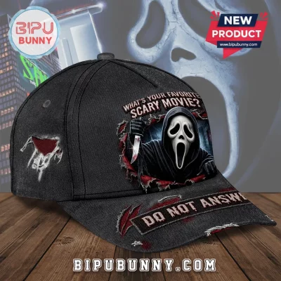 Scream Movie Ghostface Horror Distressed Black Baseball Cap
