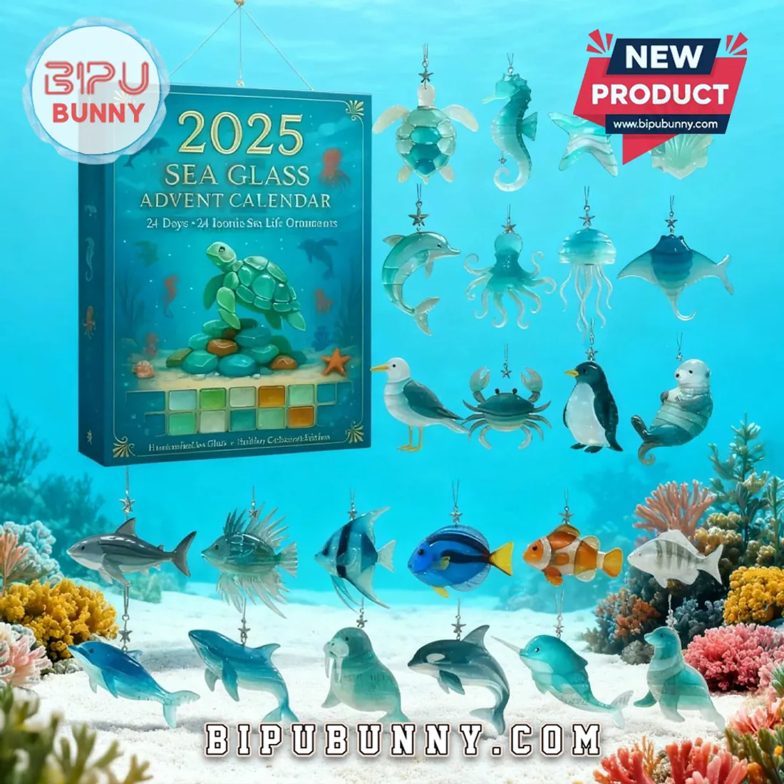 Sea Glass Advent Calendar Ocean Life Ornaments Sea Glass Advent Calendar Ocean Life Ornaments