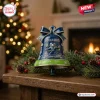 Seattle Seahawks 50th Anniversary Bell Ornament featuring team colors, a mascot, and the years 1976-2026 on a mantle.