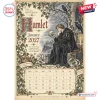 Front view of Shakespearean Year 2027 Wall Calendar showing January page featuring Hamlet holding a skull.