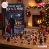 Front view of Silent Night Michael Myers 2026 Advent Calendar box and figures.