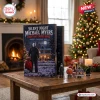 Front view of Silent Night Michael Myers 2026 Advent Calendar on a wooden table with small figurines.