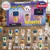 Skibidi Toilet Figure Character Action Toy Set featuring various miniature figures on a wooden surface in front of a box.