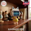 Skibidi Toilet Figure Character Action Toy Set featuring a cat-eared head with a digital display screen on a shelf.
