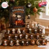 Snoopy Halloween Advent Calendar 2026 featuring 24 miniature PEANUTS character charms on a tiered wooden display stand.