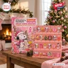 Front view of the Snoopy x Dunkin Donuts 2026 Advent Calendar box and display stand with numbered charms.