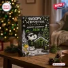 Snoopy x Monster Energy Christmas Advent Calendar 2026 featuring Snoopy and Woodstock in a snowy winter pine forest setting.