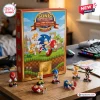 Sonic The Hedgehog 35th Anniversary Advent Calendar box with character figurines displayed on a wooden gaming desk.