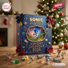 Sonic The Hedgehog 35th Anniversary Advent Calendar 2026 blue box with gold accents, festive ribbons, and character figurines.