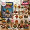 SpongeBob SquarePants 2026 Christmas Advent Calendar featuring 24 numbered holiday-themed character figurines and decorations.