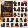 Spooky Little Paws Halloween Advent Calendar 2026 featuring 24 black cat acrylic ornaments with pumpkins and witch hats.