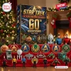 Front view of a Star Trek 60th Anniversary Christmas Advent Calendar box with collectible figurines and ornaments.