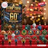 Front view of the Star Trek 60th Anniversary Christmas Advent Calendar box with assorted franchise themed ornaments and figures.