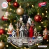 Star Wars Millennium Falcon 2026 Christmas ornament featuring miniature figures of Luke, Vader, and iconic saga characters.