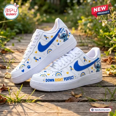 Stitch Down Right Perfect Blue Awareness Air Force 1 Sneakers