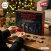 Stranger Things Advent Calendar 2026 box with 24 acrylic ornaments including character and Hellfire Club designs on table.