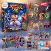 Street Fighter 40th Anniversary Advent Calendar 2026 featuring 24 miniature character figures and an arcade cabinet ornament.