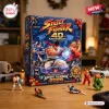 Street Fighter 40th Anniversary Advent Calendar 2026 box featuring Ryu and Chun-Li surrounded by miniature fighter figures.