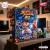 Street Fighter 40th Anniversary Advent Calendar 2026 featuring Ryu and Chun-Li illustrations on a blue cardboard box.