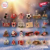 Flat lay view of twenty-four numbered holiday ornaments featuring black cat and football motifs for Sunderland AFC Christmas Advent Calendar 2026.