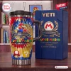 Front view of Super Mario 41st Anniversary Stanley Tumbler with tie dye design and matching box.