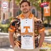 Front view of a Tennessee Volunteers NCAA Mascot Polo Shirt featuring hound graphic, stadium print, and checkerboard accents.