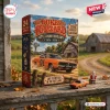 Front view of The Dukes of Hazzard 47th Anniversary Advent Calendar on a wooden fence with toy car and Santa figure.