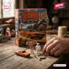 Front view of The Dukes of Hazzard 47th Anniversary Advent Calendar with miniature figures on a wooden table.