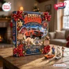 Front view of The Dukes Of Hazzard 47th Anniversary Advent Calendar box with holiday decorations and character figurines.