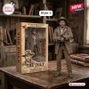 The Good The Bad and The Ugly Tuco 60th Anniversary Hot Toys figure standing beside its detailed collector packaging box.