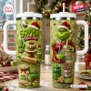 Side-by-side view of two green personalized 40oz tumblers featuring holiday baking graphics and characters.