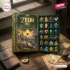 Open green box of the The Legend of Zelda 40th Anniversary 1986-2026 Advent Calendar displaying character charms inside.