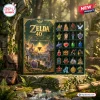 Front view of The Legend of Zelda 40th Anniversary 1986-2026 Advent Calendar open on forest rocks.