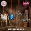 The Legend of Zelda 40th Anniversary Advent Calendar ornaments featuring a Cucco, Sheikah Slate bomb, clawshot, and Guardian.