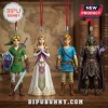 The Legend of Zelda 40th Anniversary Advent Calendar figures including Link, Zelda, and Ganon on red hanging cords.