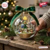 Front view of The Legend of Zelda 40th Anniversary Christmas Ornament featuring a character figurine inside a glass sphere.